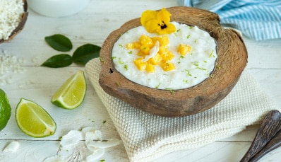 Arroz con Leche de coco y mango
