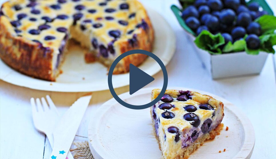 Tarta de queso con arándanos