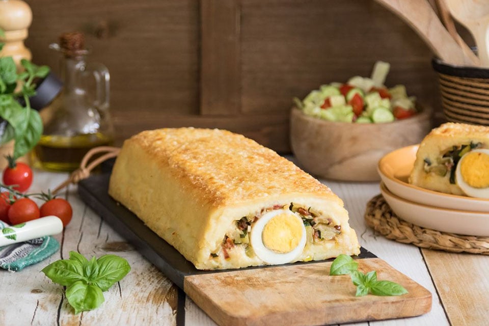 Pastel de patata, calabacín y huevo