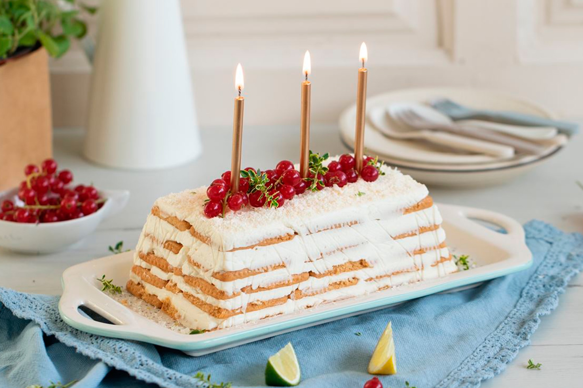 Tarta de galletas de lima limón para cumpleaños