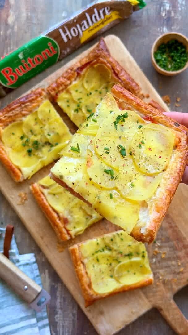 Hojaldre de patata, jamón y queso