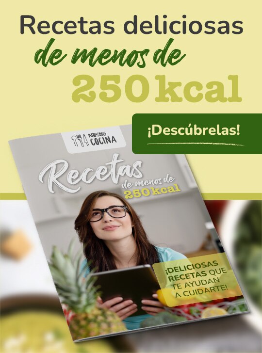 Inspírate y cocina deliciosas recetas de menos de 250 kcal ¡Descarga ya tu recetario!