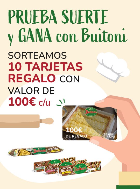 Prepara deliciosas recetas con masas Buitoni y gana una de las 10 tarjetas regalo con valor de 100€ c/u