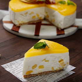 Tarta mousse de chocolate blanco y mango