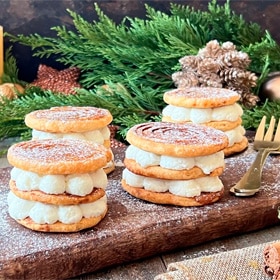 Mini milhojas de nata y canela