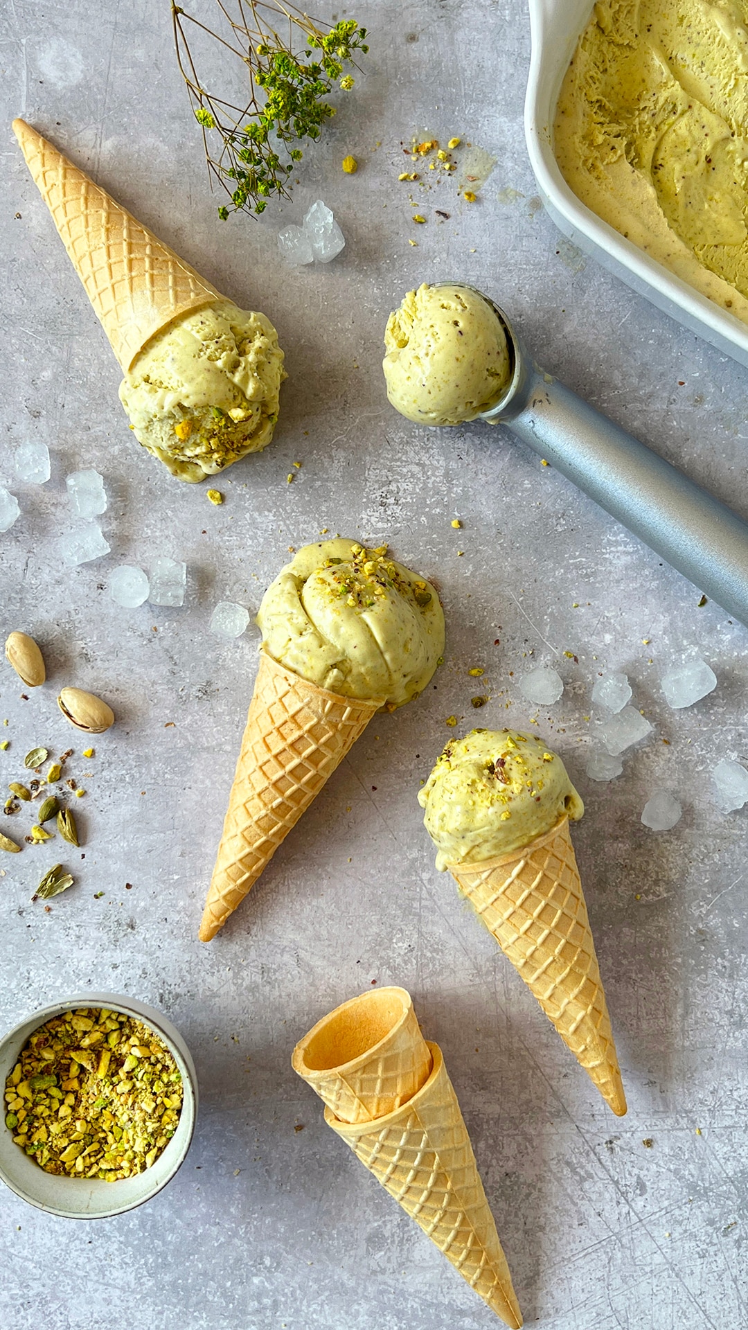 Helado de pistacho y cardamomo