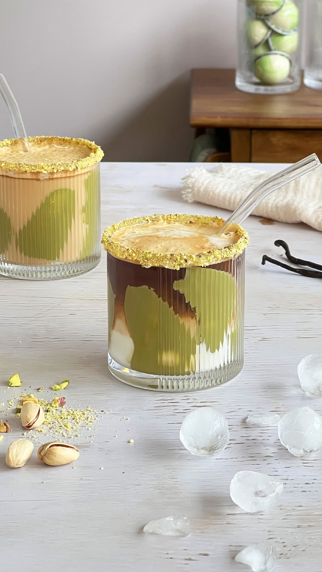 Pistacho Vanilla Iced Latte