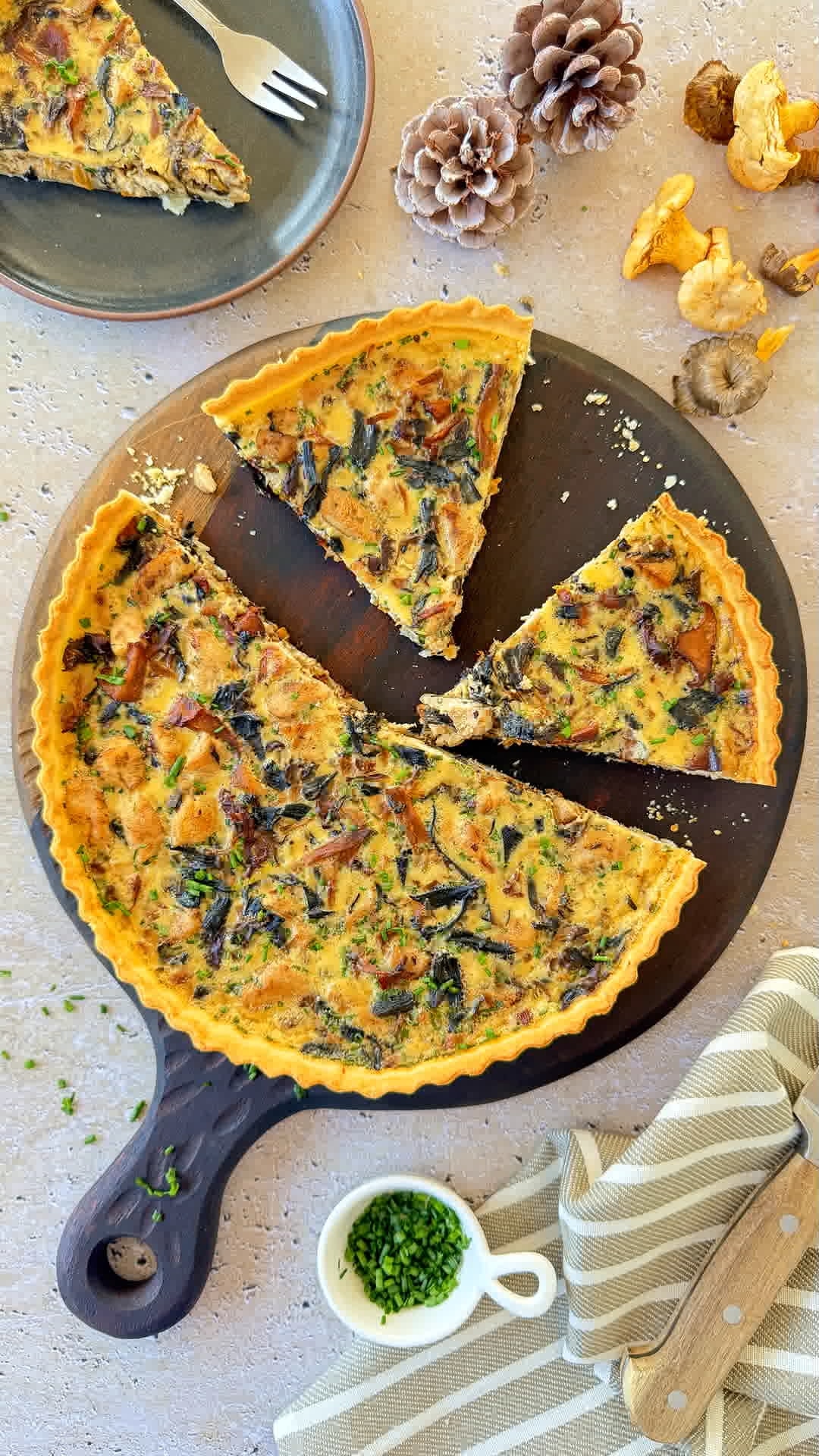 Quiche de pollo y setas