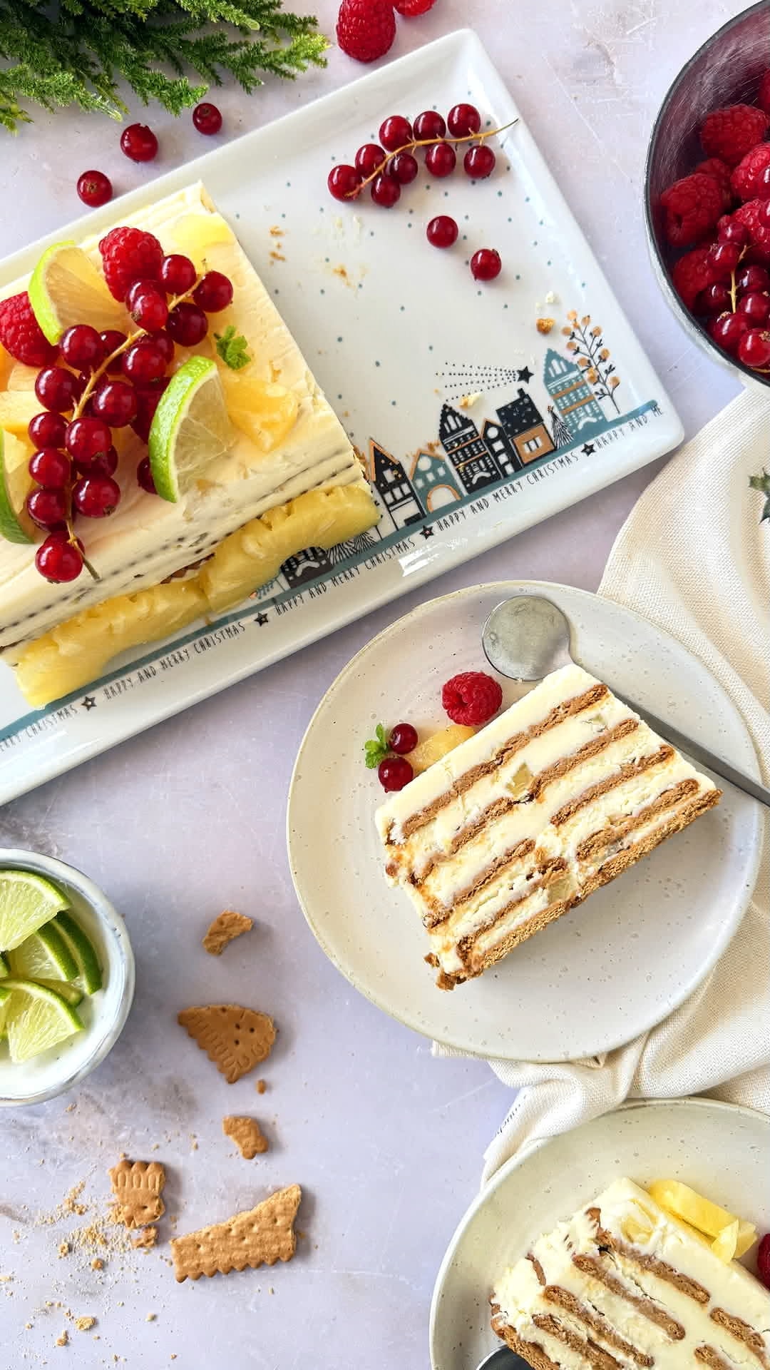 Tarta de galletas con leche condensada y piña