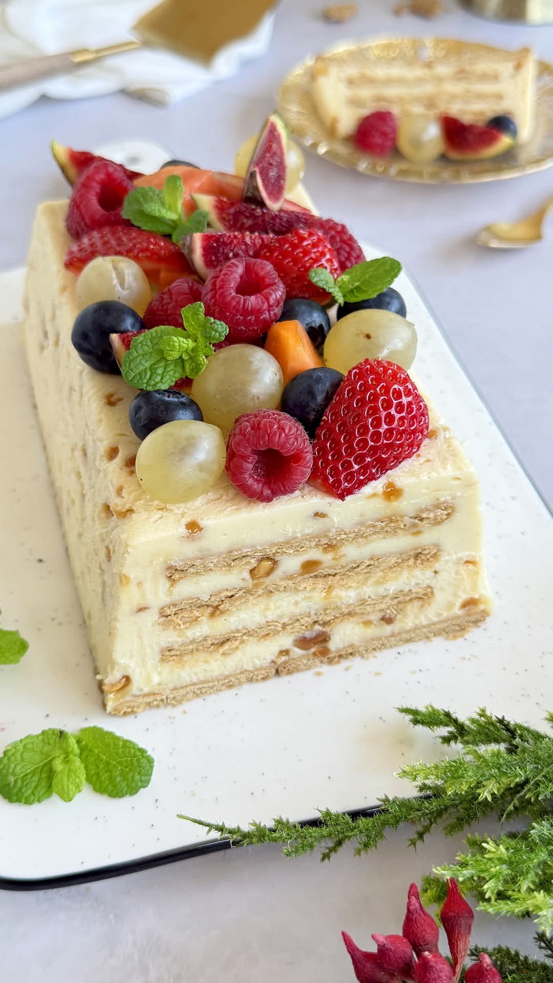 Tarta de leche condensada y galletas con turrón