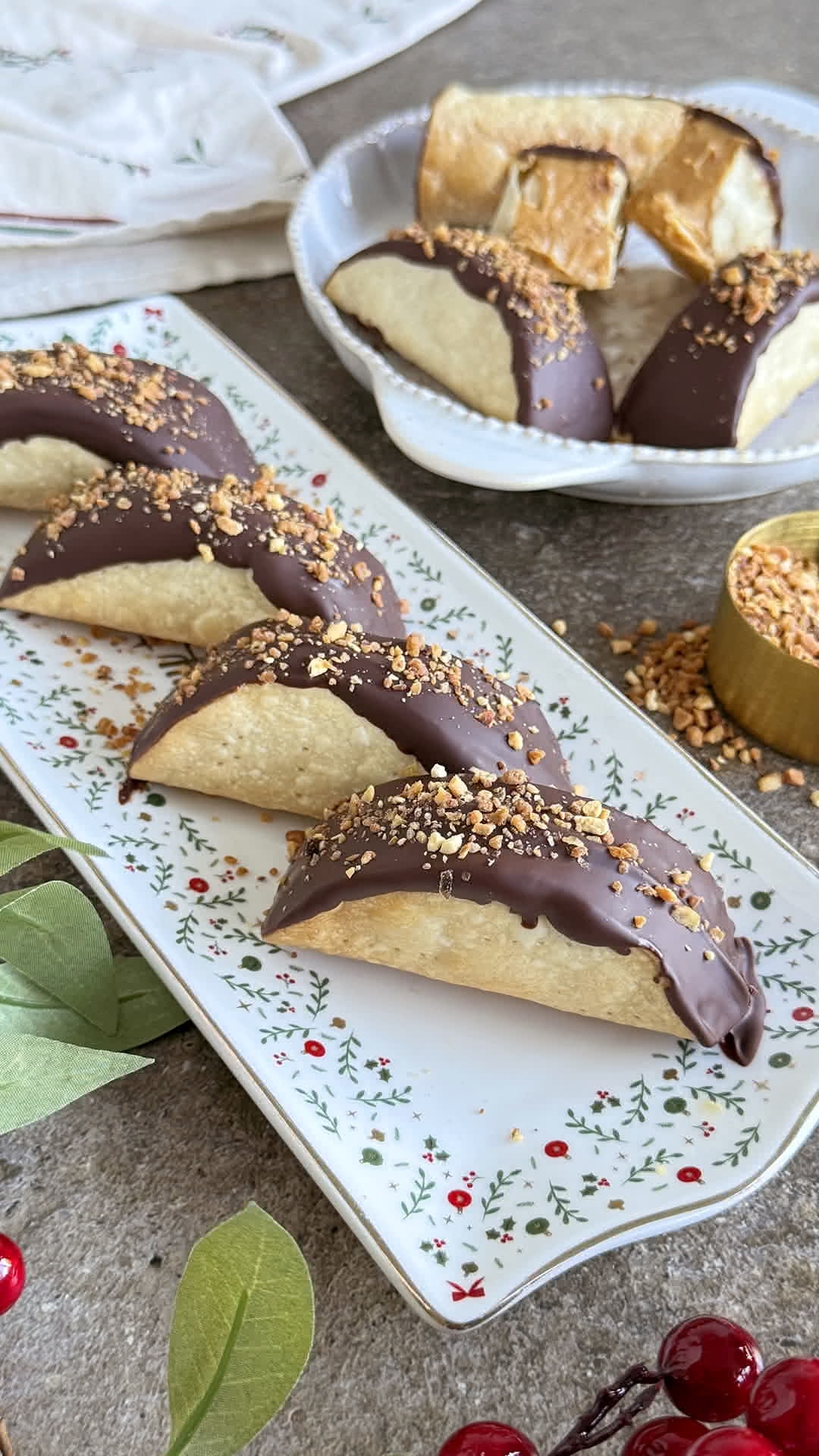 Tacos de crema de turrón y chocolate
