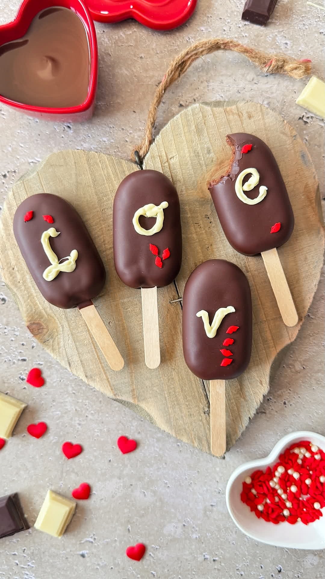 Falsos helados de chocolate para San Valentín