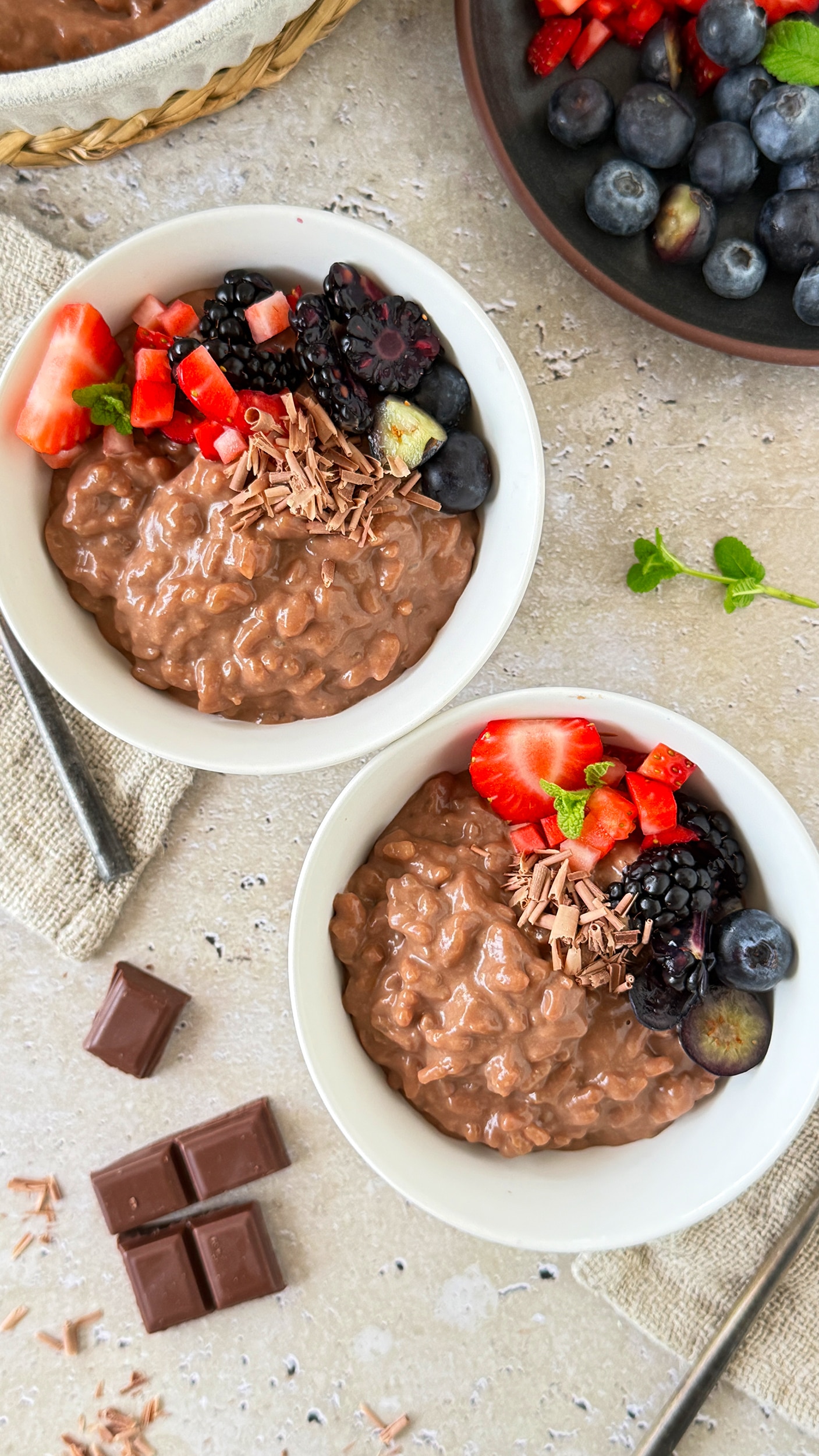 Arroz con leche y chocolate con leche